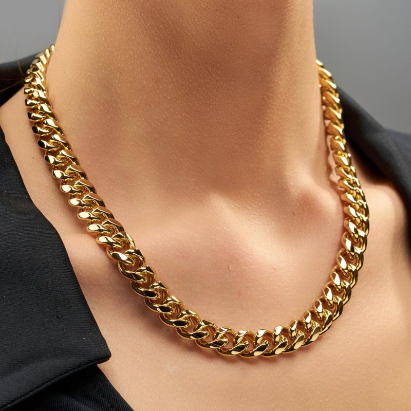 LIFETIME JEWELRY 11mm Cuban Link Miami Curb Chain Necklace for Men Women Diamond Cut 24k Real Gold Plated (22 inches, Gold) - Image 3